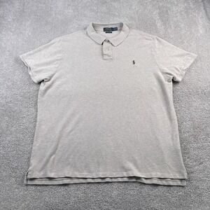 Polo‎ Ralph Lauren Polo Shirt Mens 2XL XXL Tan Custom Slim Fit Preppy Pony